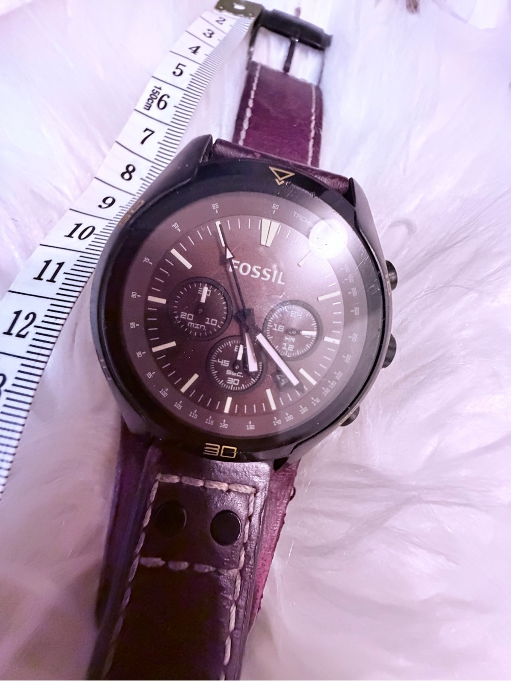 Fossil Men's Plum Leather Chronograph Watch